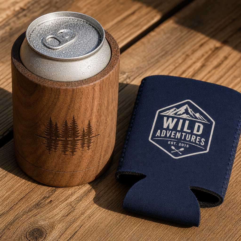 Hardwood Can Insulator vs Neoprene Koozie: No Contest
