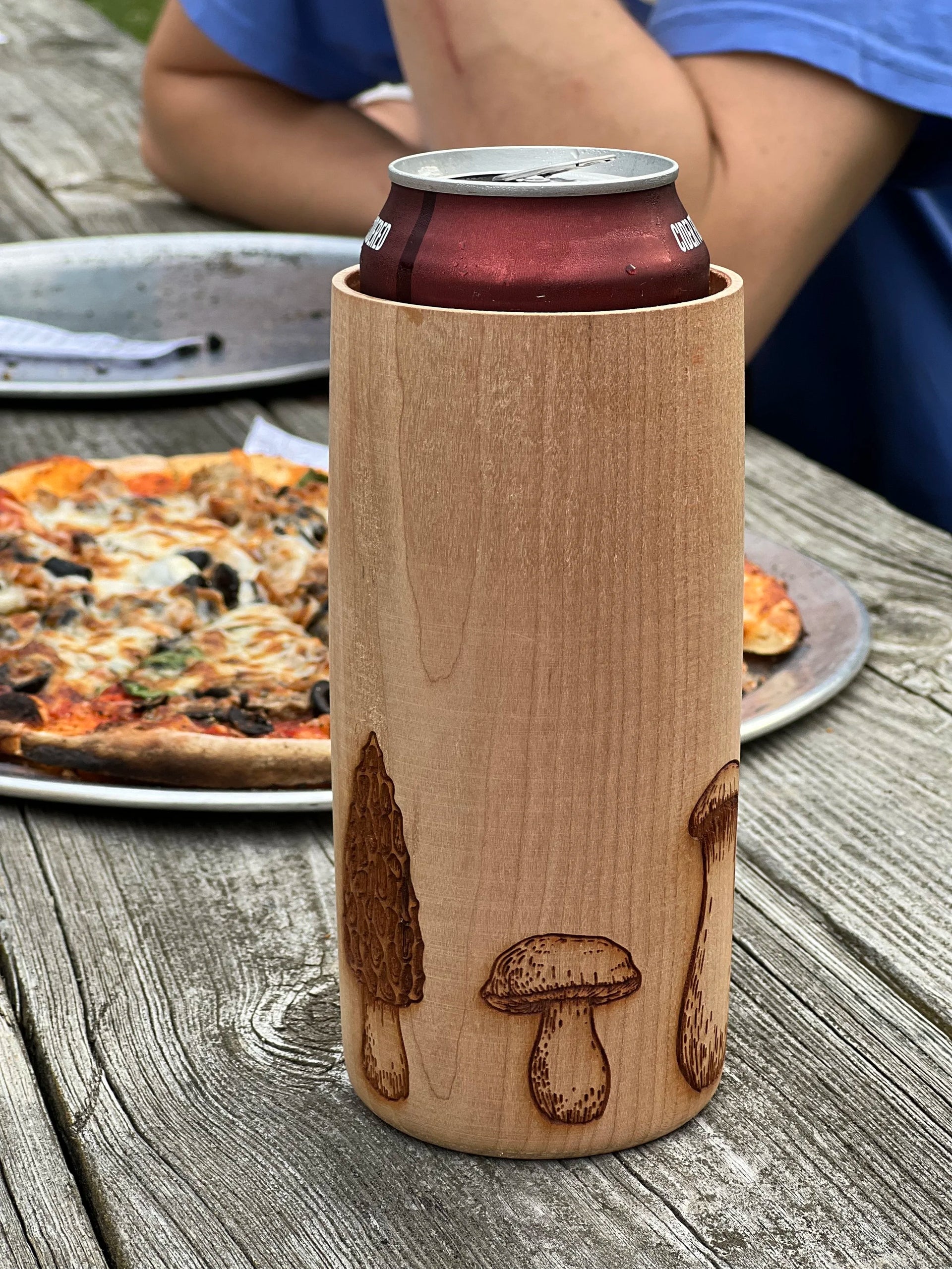 Mushrooms TreeSleeve | Engraved Wooden Can Cooler – Better Wheel